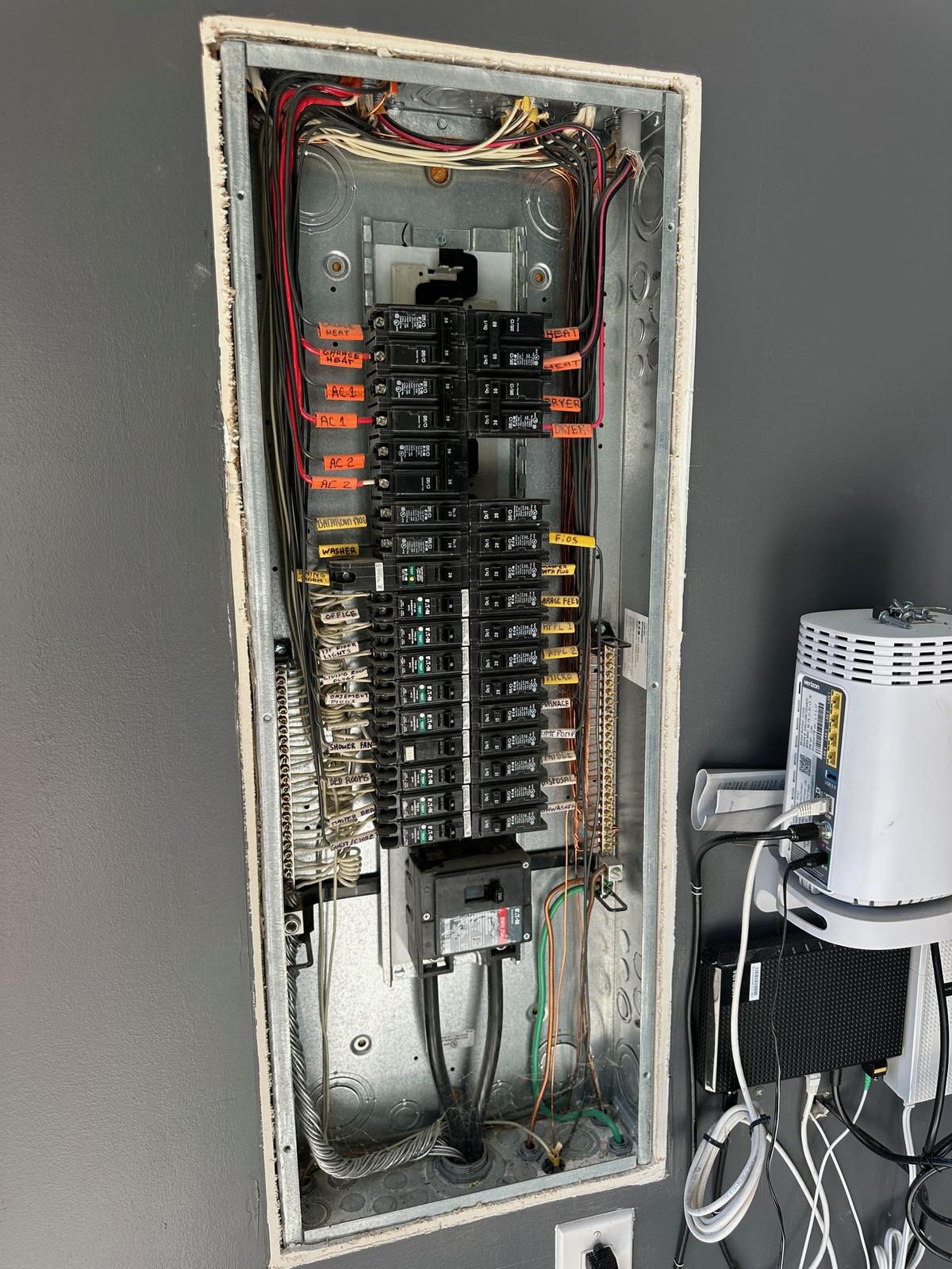 Upgraded 200 amp electrical panel with every circuit individually labeled